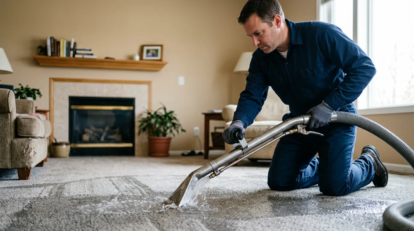 Water damage restoration technician working near Los Angeles, CA